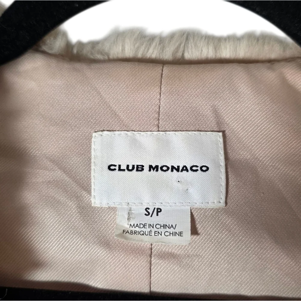 Club Monaco Women's Faux Fur Open Front Vest Beige Size Small